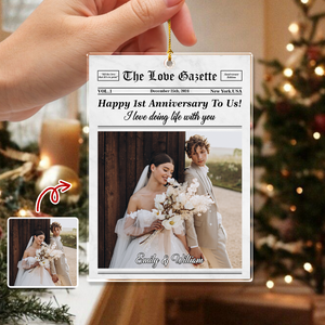 Custom Photo The Love Gazette Acrylic Ornament Christmas Gift For Couple HO82 894676