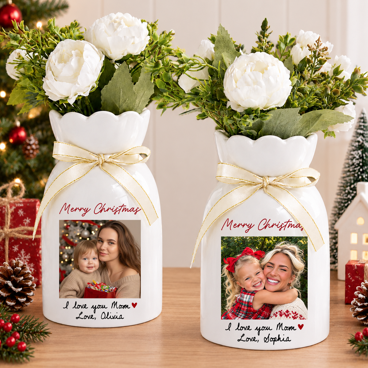 Custom Photo I Love You Mom Flower Vase Christmas Gift LM32 670045