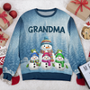 Grandma Grandkids Snowman Together - Personalized Ugly Sweater Christmas Gift For Mom Grandma CH07 899678