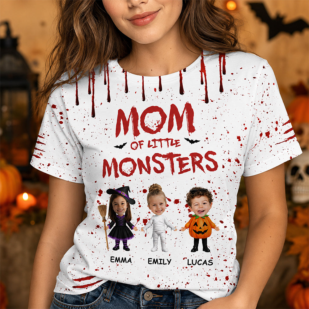Custom Face Kid Grandma Of Little Monsters Personalized 3D Shirt Halloween Birthday Gifts For Mom, Grandma HA75 921934
