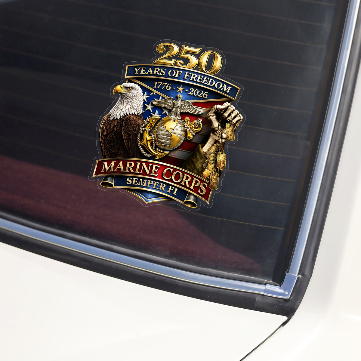 Personalized Military Branch 250 Years Of Freedom 1776–2026 Car Window Decal Sticker HO82 902036