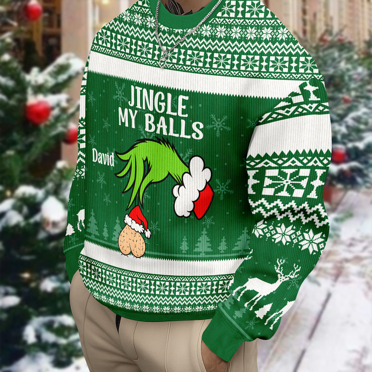 Custom Name Jingle My Balls Ugly Christmas Sweater For Dad TH10 171175