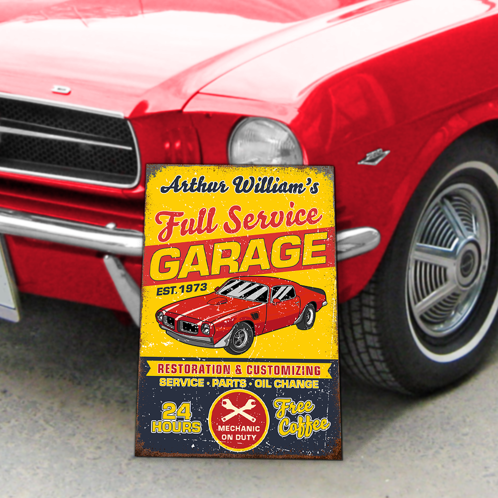 Custom Car Photo Garage Metal Sign Full Service Garage Sign CH07 896278