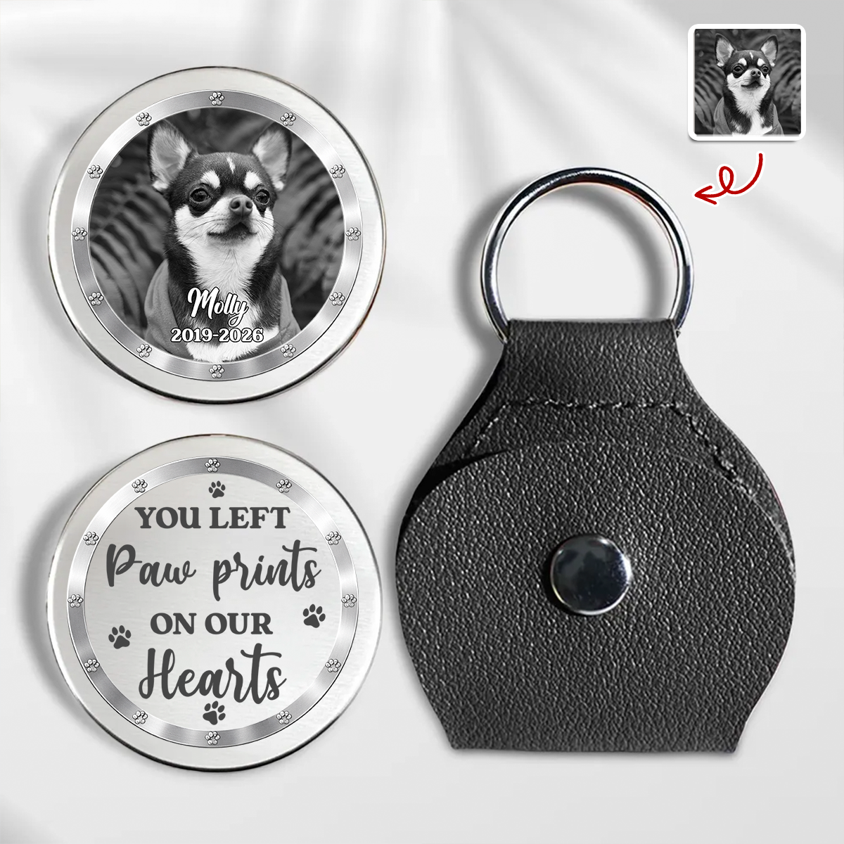 Custom Photo You Left Paw Prints On Our Hearts Memorial Pocket Hug TH10 169047