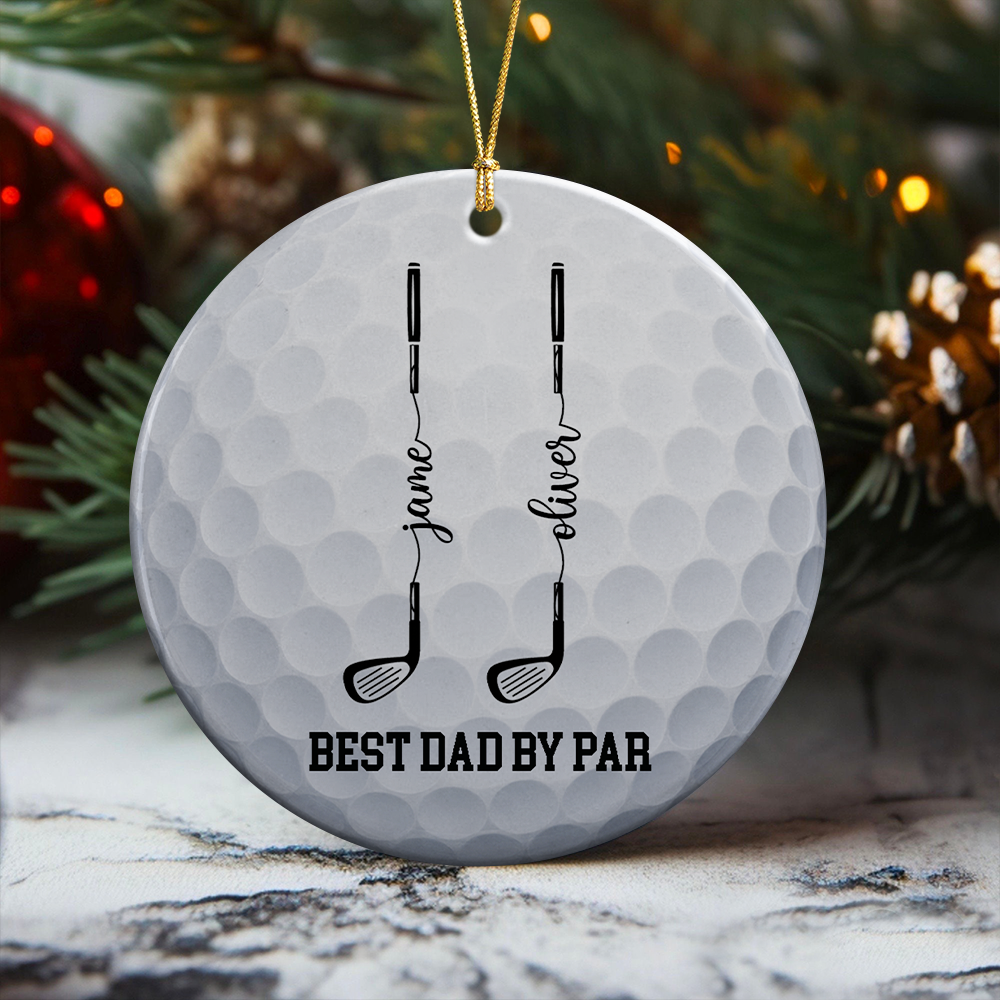 Custom Name Best Grandpa By Par Ceramic Ornament, Personalized Golf Gift For Grandpa HO82 903624