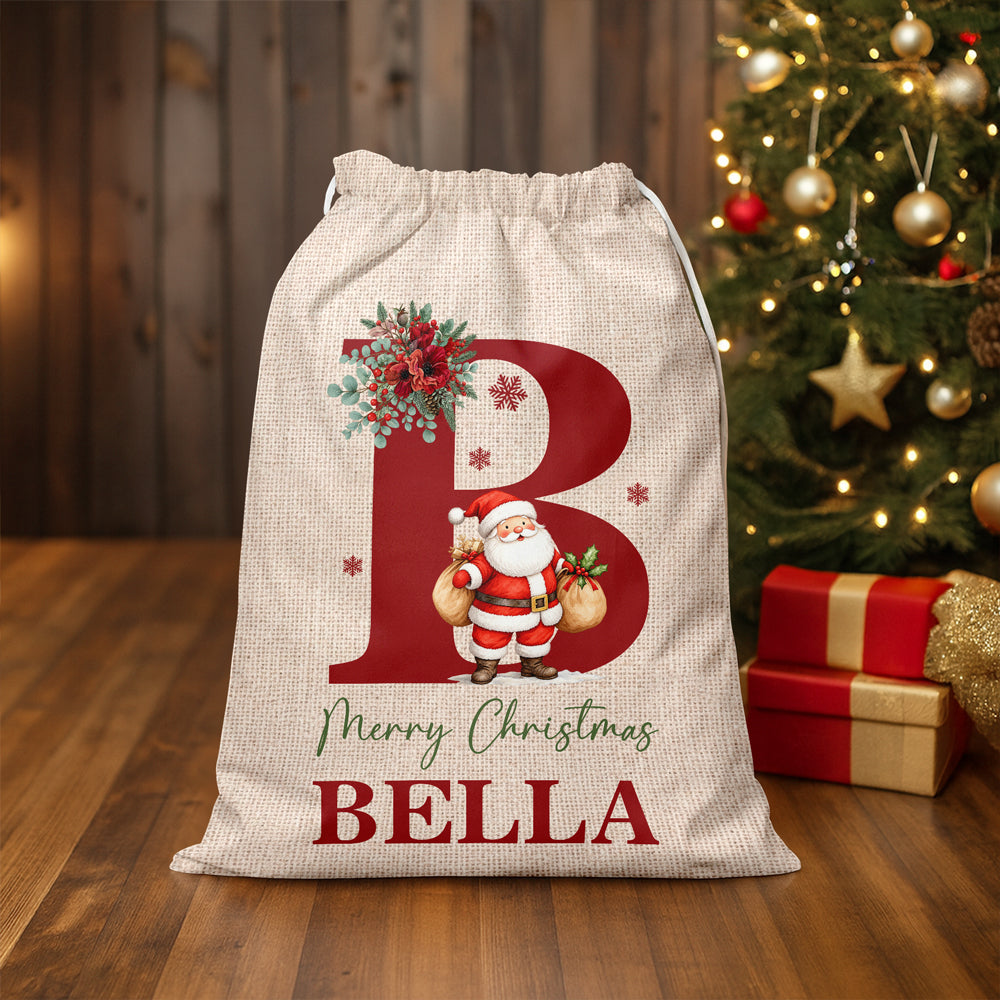 Custom Name Christmas Letter Christmas Sack, Personalized Holiday Gift Bag HO82 903920