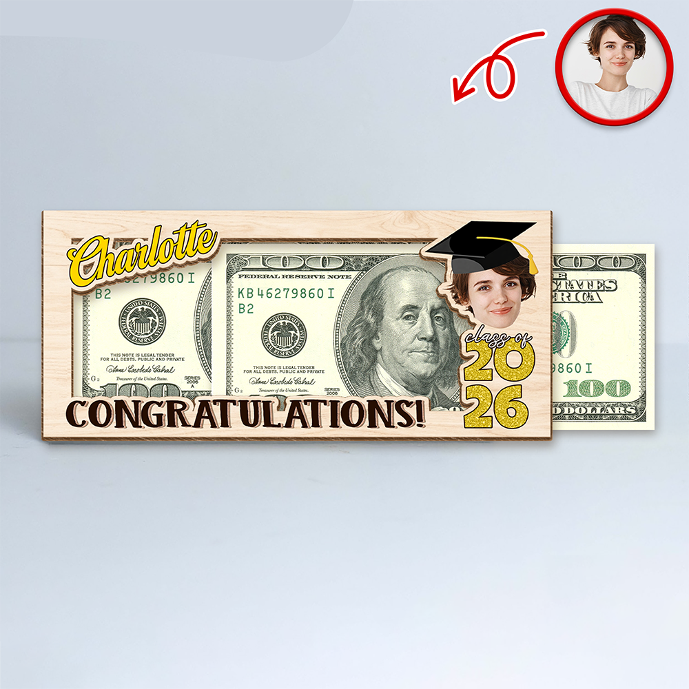 Custom Photo Congratulations Class Of 2026 Wood Money Holder CH07 910664