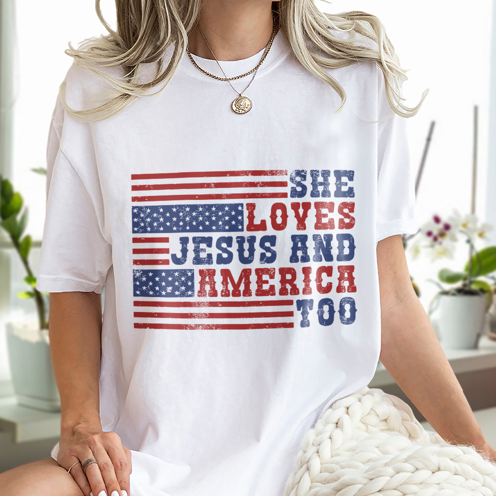 Personalised She Loves Jesus And America Too Bright Shirt LM32 897943