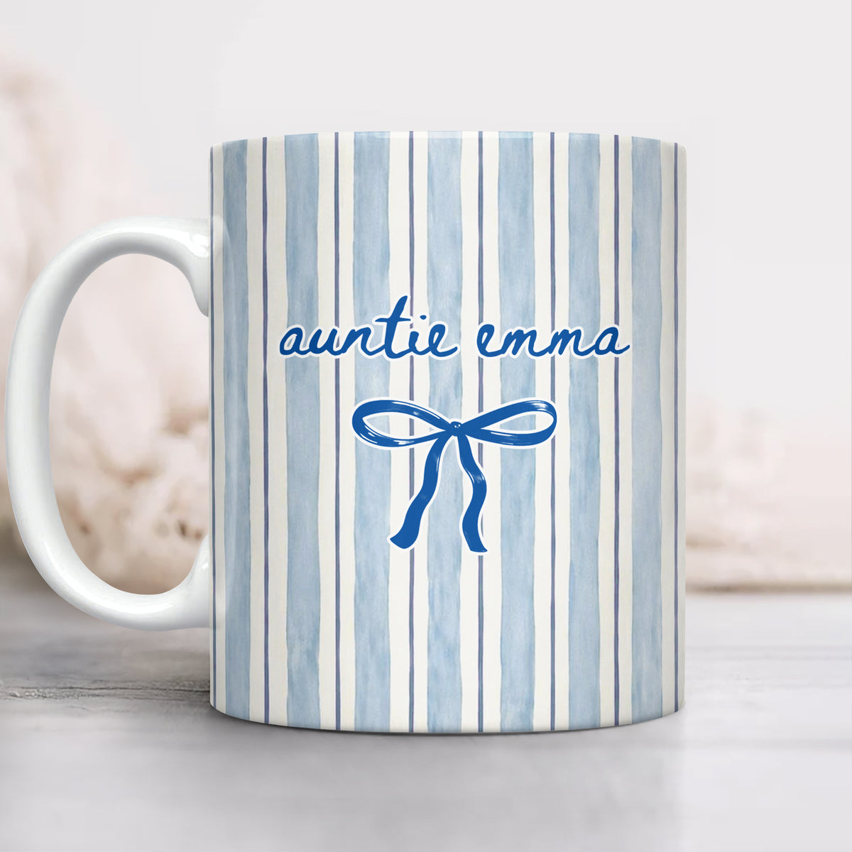 Custom Name Auntie Bow Print Full Mug - Personalized Gift for Aunt LM32 899805