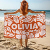 Custom Name Tropical Hawaiian Floral Beach Towel – Summer Vacation Beach Gift LM32 899665