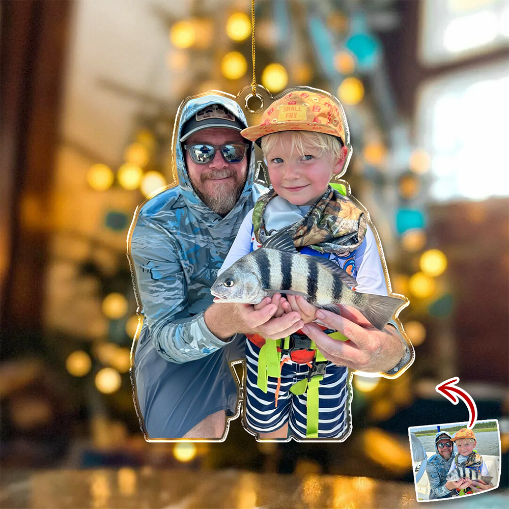 Custom Photo A Man Addicted To Fishing Acrylic Ornament Gift For Fishing Lovers HO82 894742