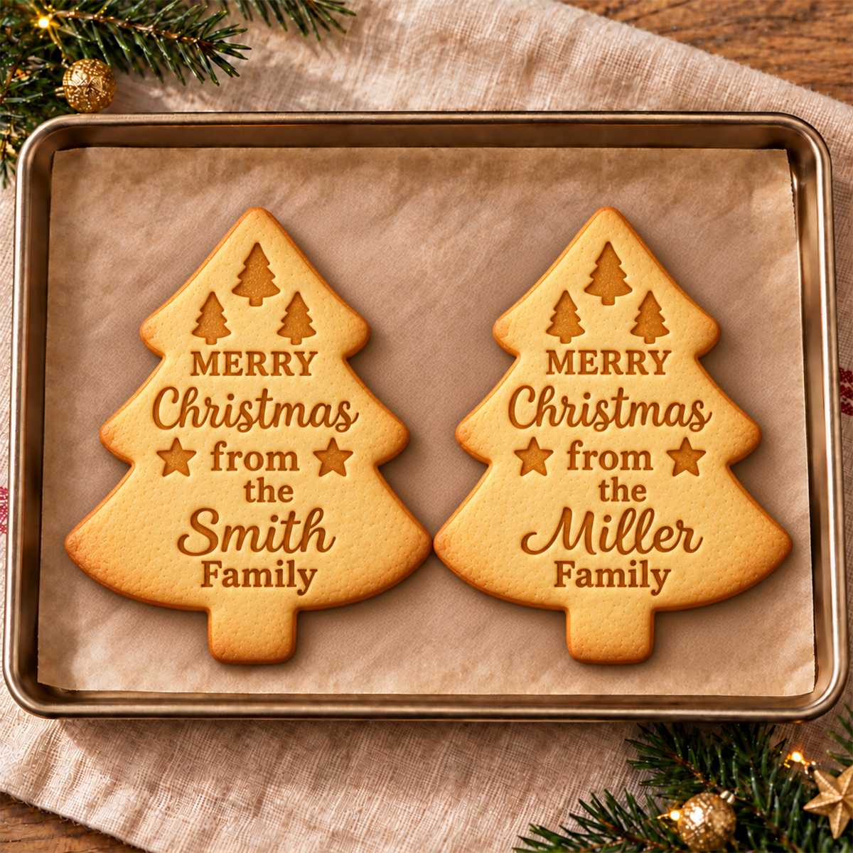 Custom Family Name Christmas Tree Shaped Cookie Stamp HO82 904166