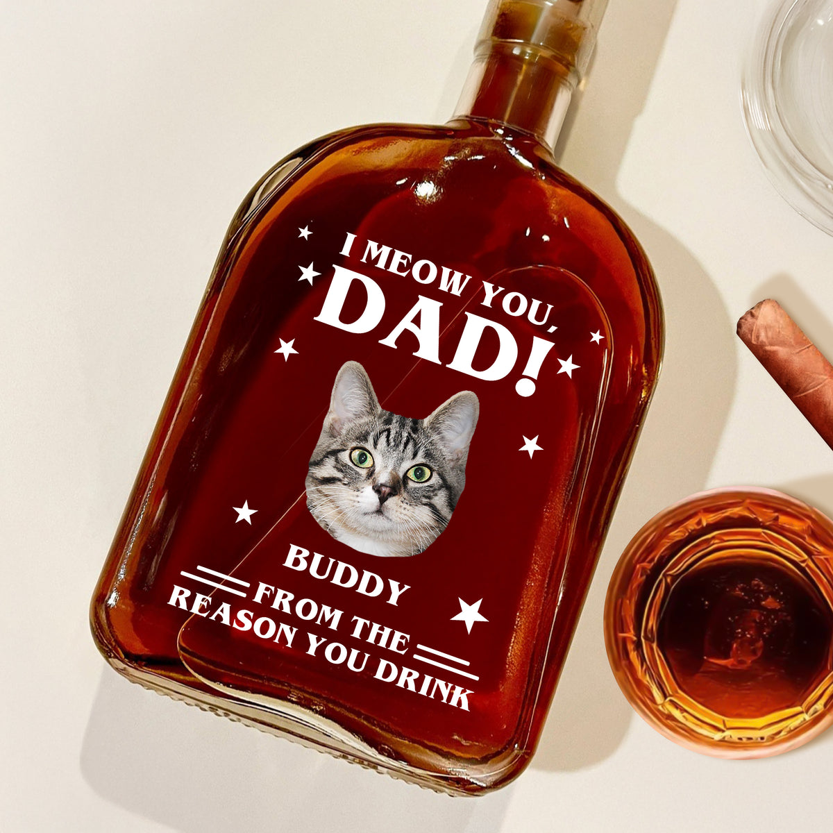 Custom Photo We Meow You - Cat Personalized Custom Whiskey Bottle - Father's Day, Gift For Dad, Pet Owners, Pet Lovers HO82 894078