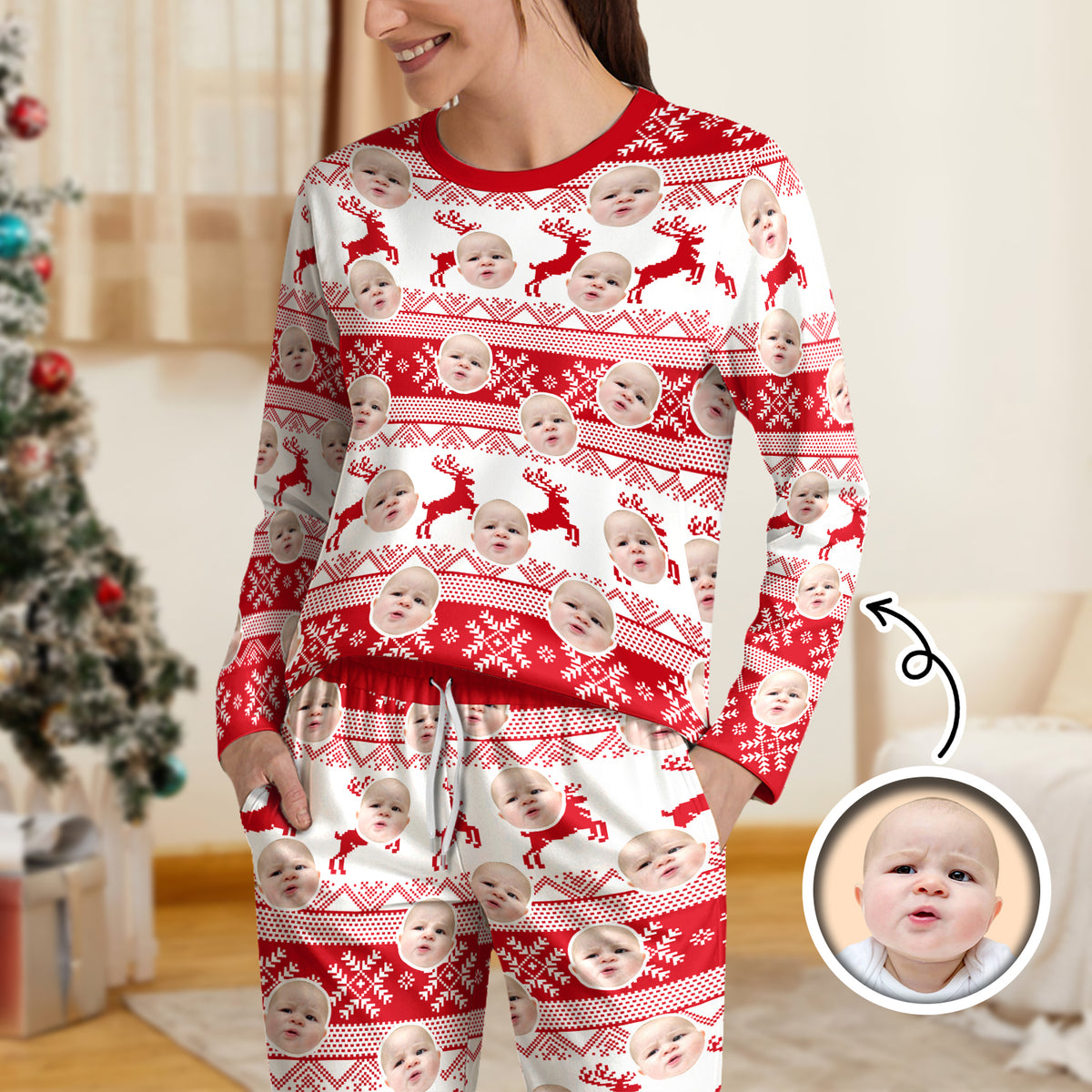 Custom Photo Christmas Face Sleepwear Xmas Fun HO82 900154