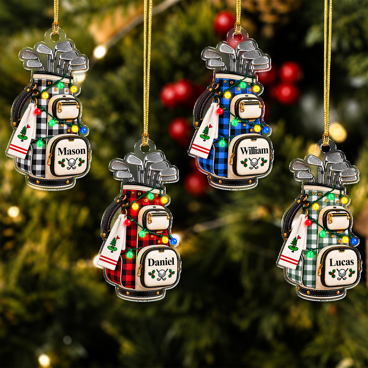 Personalized Golf Bag Christmas Acrylic Ornament, Custom Hanging Tree Decoration Gift For Golf Lovers CH07 180778
