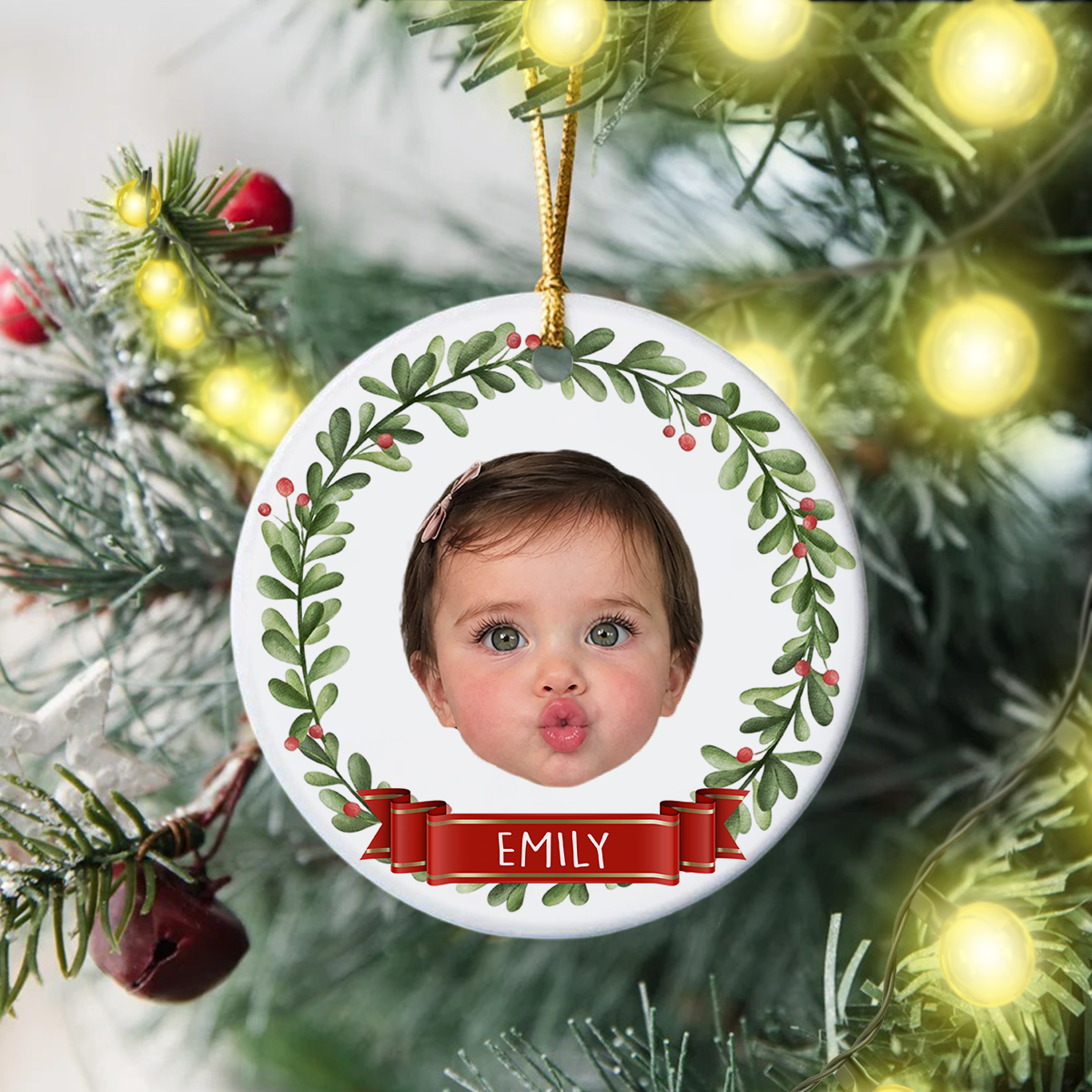 Customize Kid Face Ceramic Ornament For Christmas HO82 903746