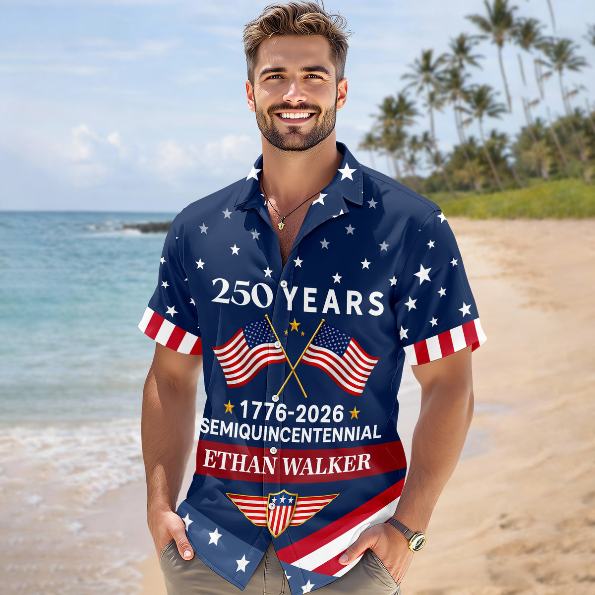 Custom Name America 250 Years Semiquincentennial 1776-2026 Hawaii Shirt LM32 899543
