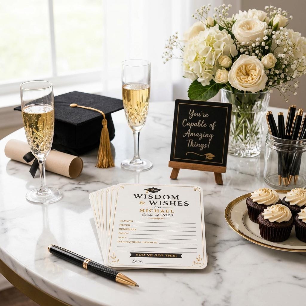 Wisdom & Wishes Graduation Advice Cards Class of 2026 Graduation Party Keepsake CH07 911348