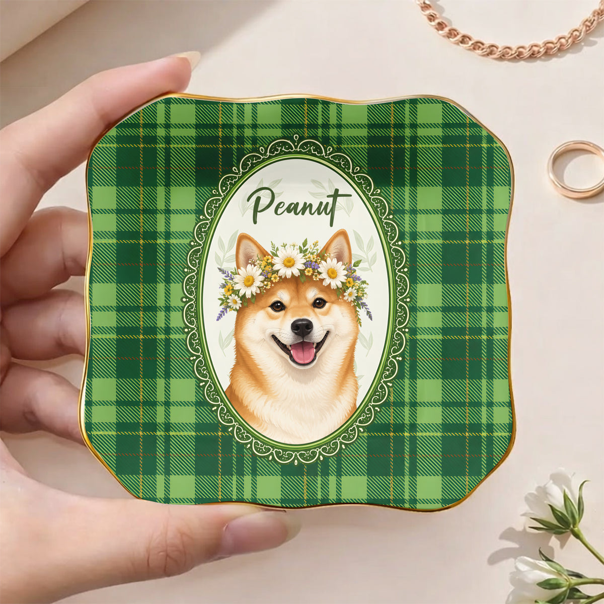 Custom Cartoon Pet Photo Vintage Jewelry Dish Gift For Pet Lovers LM32 669739