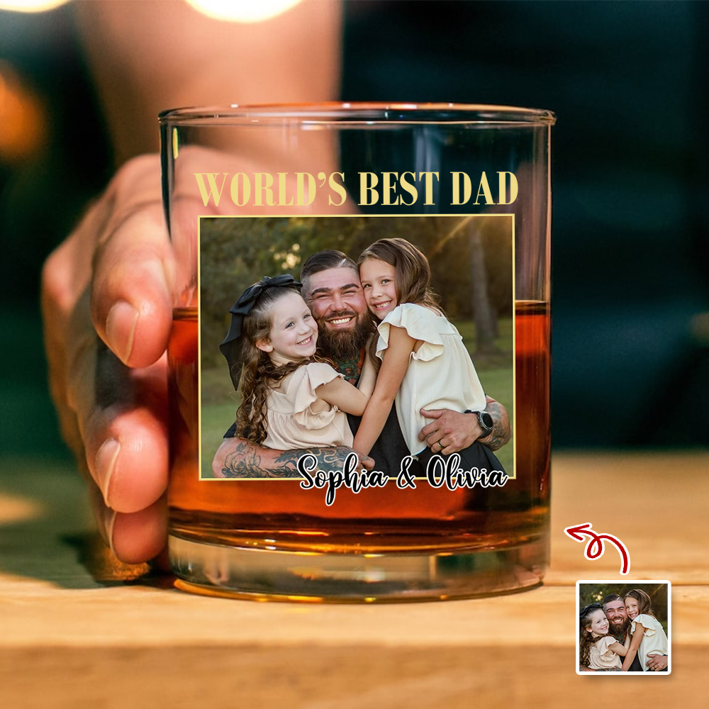Custom Photo And Name World's Best Dad Whiskey Glass Father’s Day Gift TH10 169847