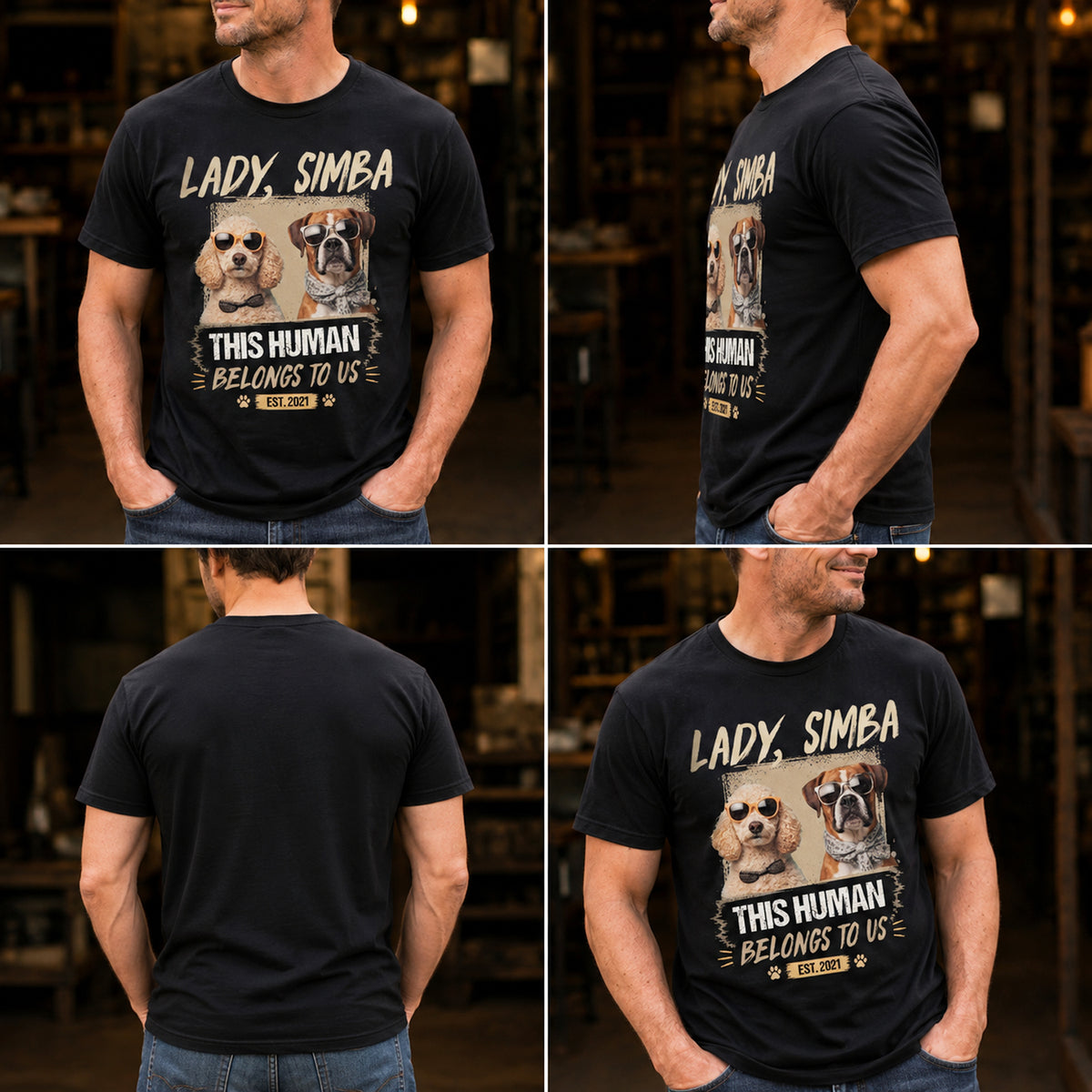 Custom Dog Cat Photo This Human Belong To Us Dark Shirt HO82 902706