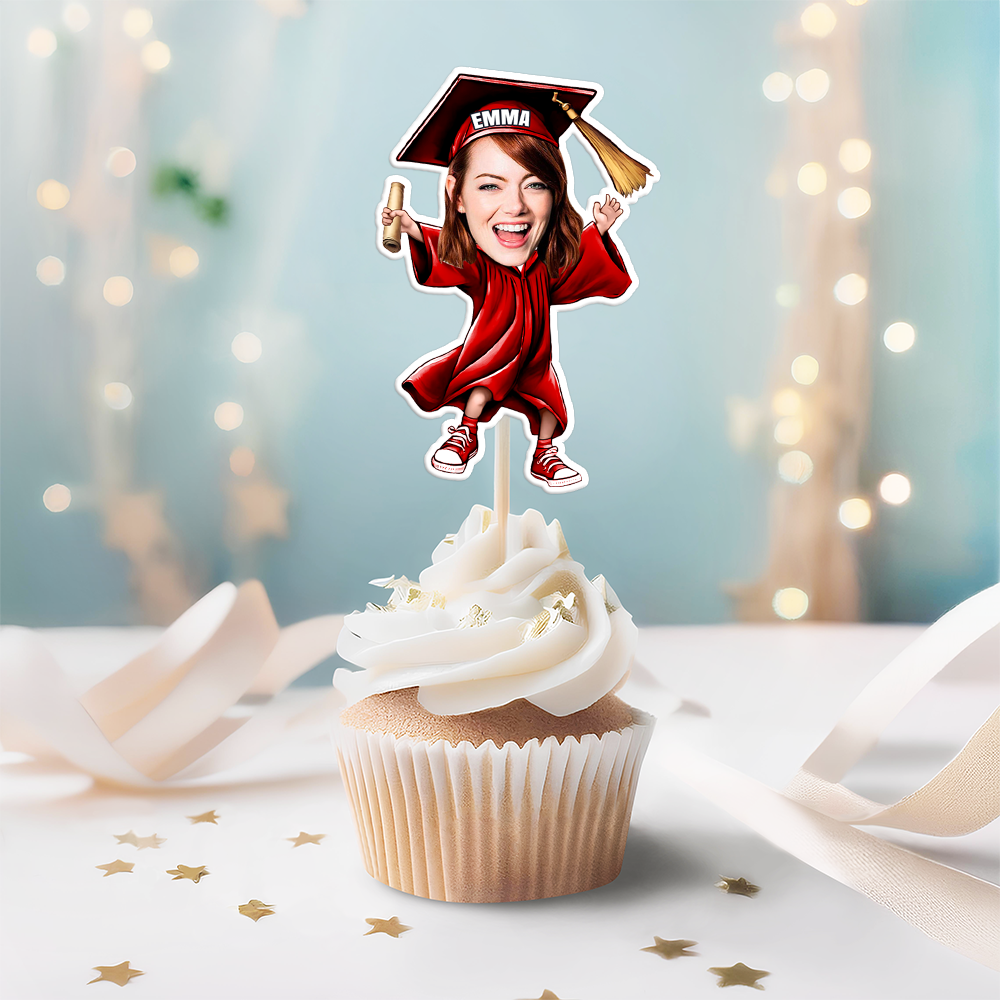 Custom Funny Face Graduation Decoration Cupcake Toppers HA75 920064