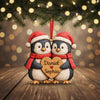 Personalized Penguin Couple First Christmas 2 Layers Wooden Ornament LM32 897519