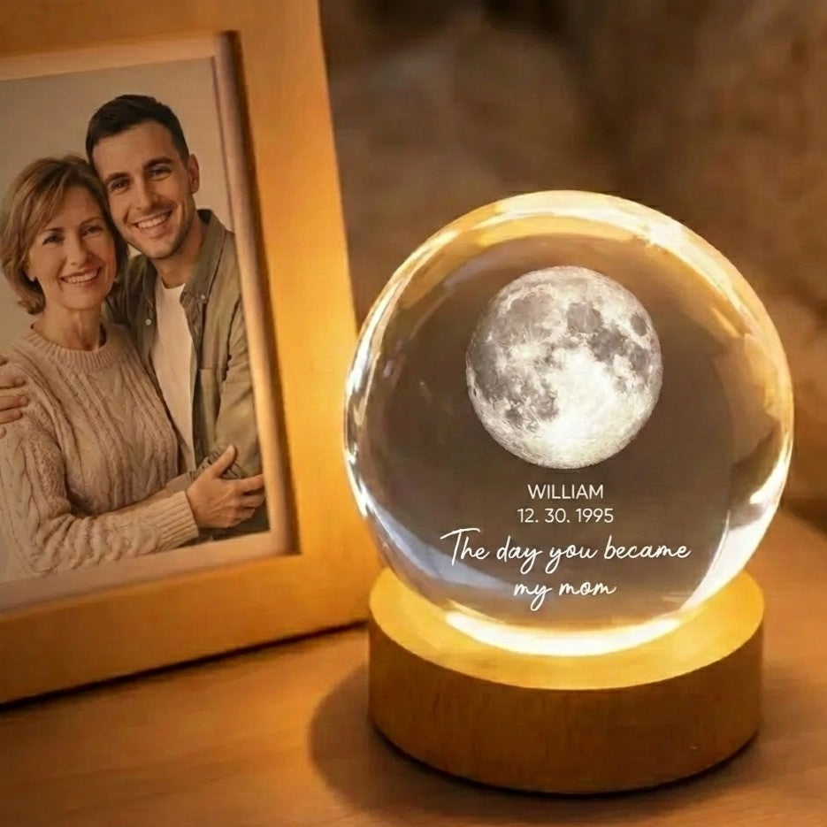 Custom Moon Phase The Day You Becam My Mom My Dad 3D Crystal Ball LED Night Light LM32 897987