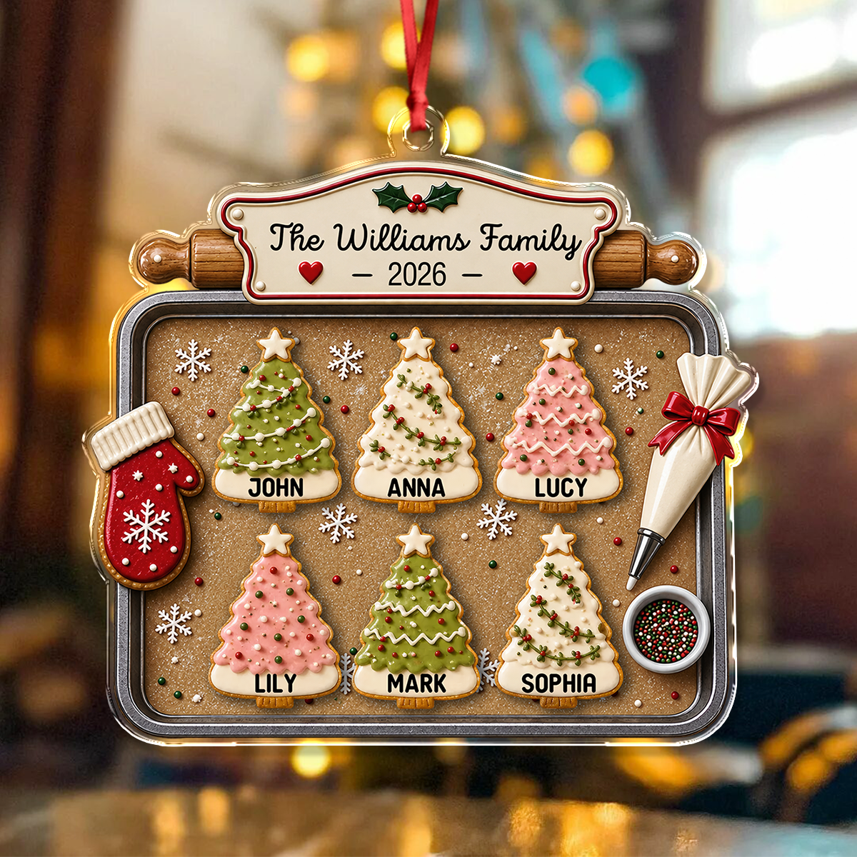Personalized Custom Family Name Cookie Christmas Tree Acrylic Ornament For Family TH10 171135