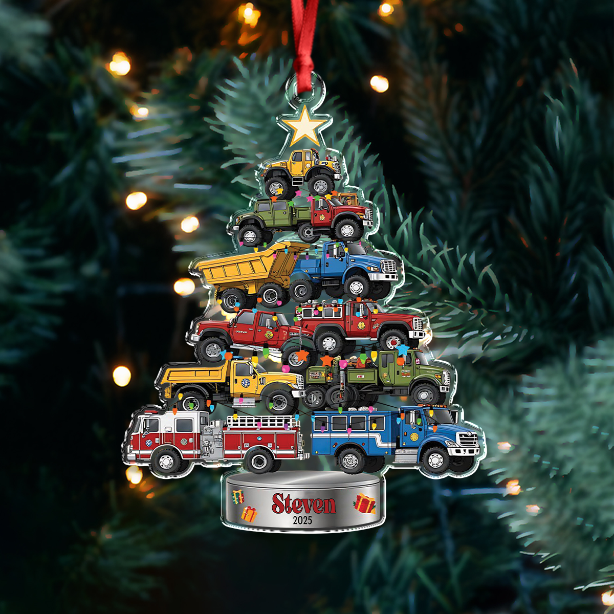 Personalized Name Trucks Vehicle Holiday Christmas Acrylic Ornament LM32 897395