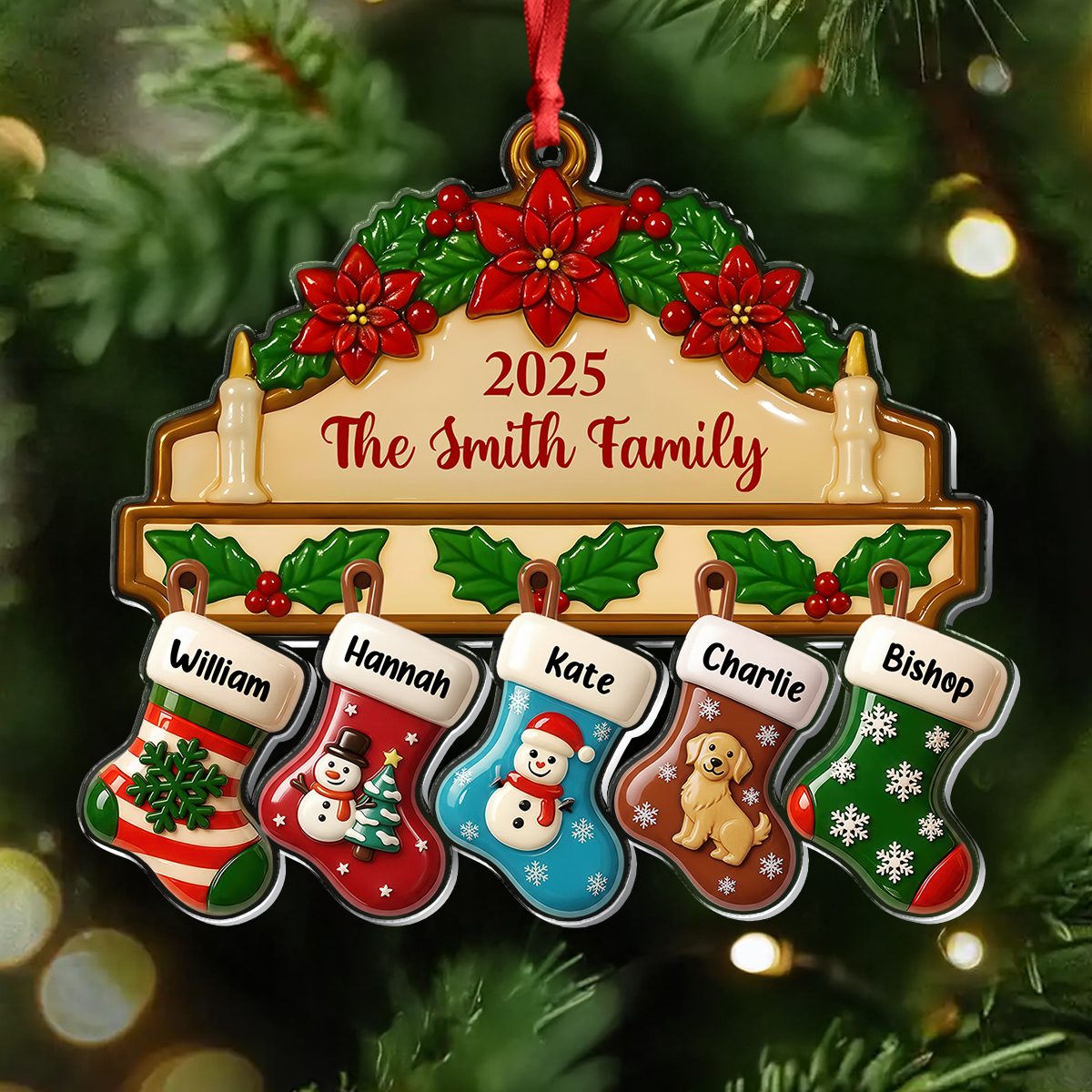 Custom Family Name Christmas Decor - Personalized Acrylic Ornament CH07 899494