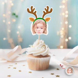 Custom Cute Face Christmas Cupcake Topper - XMAS Party Decor Gift For Family CH07 896254