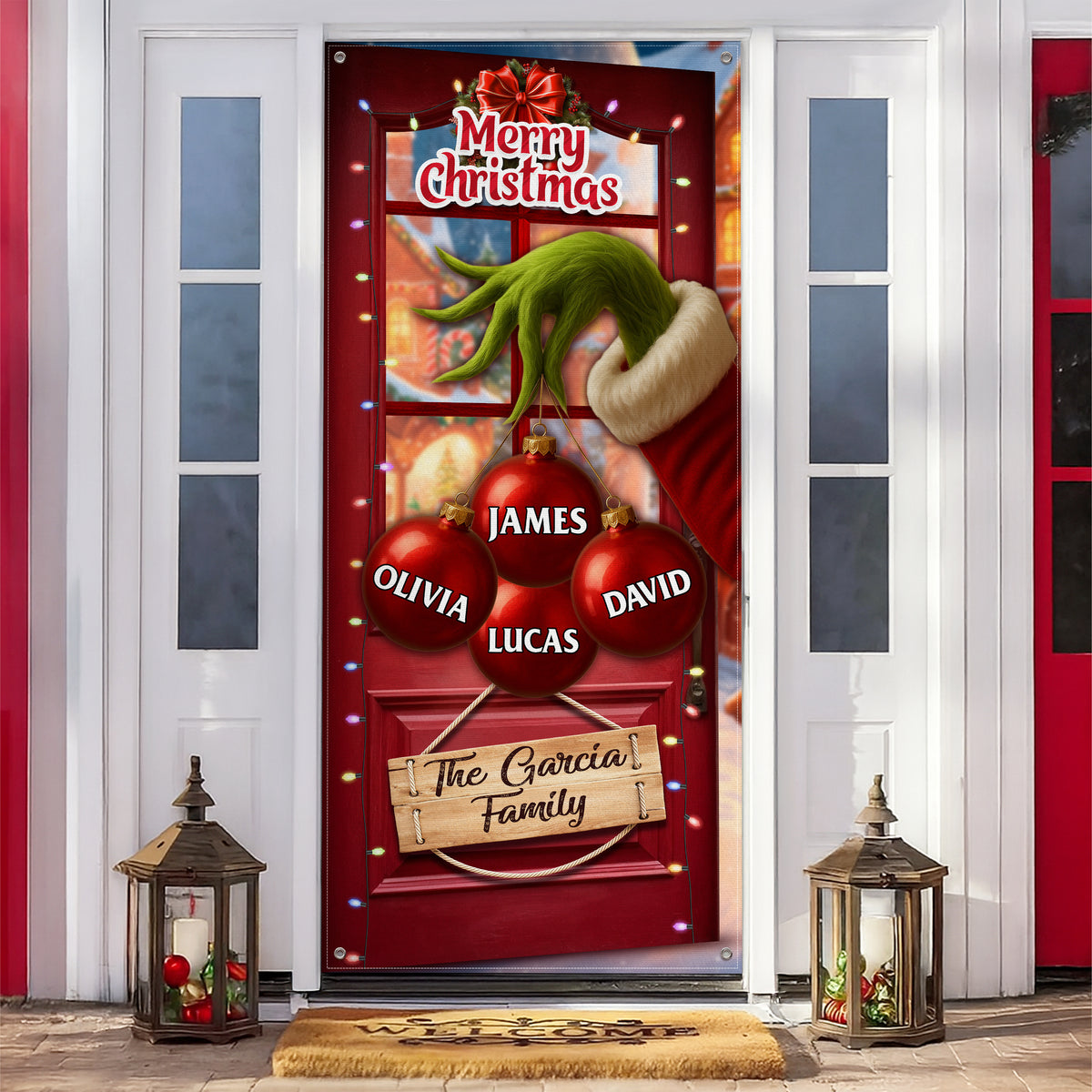 Custom Funny Ew People Christmas Family Merry Grinchmas Door Cover CH07 899964