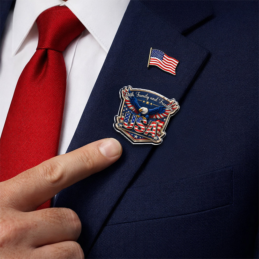 Faith, Family & Freedom America 250 Years Eagle Acrylic Pin CH07 911070