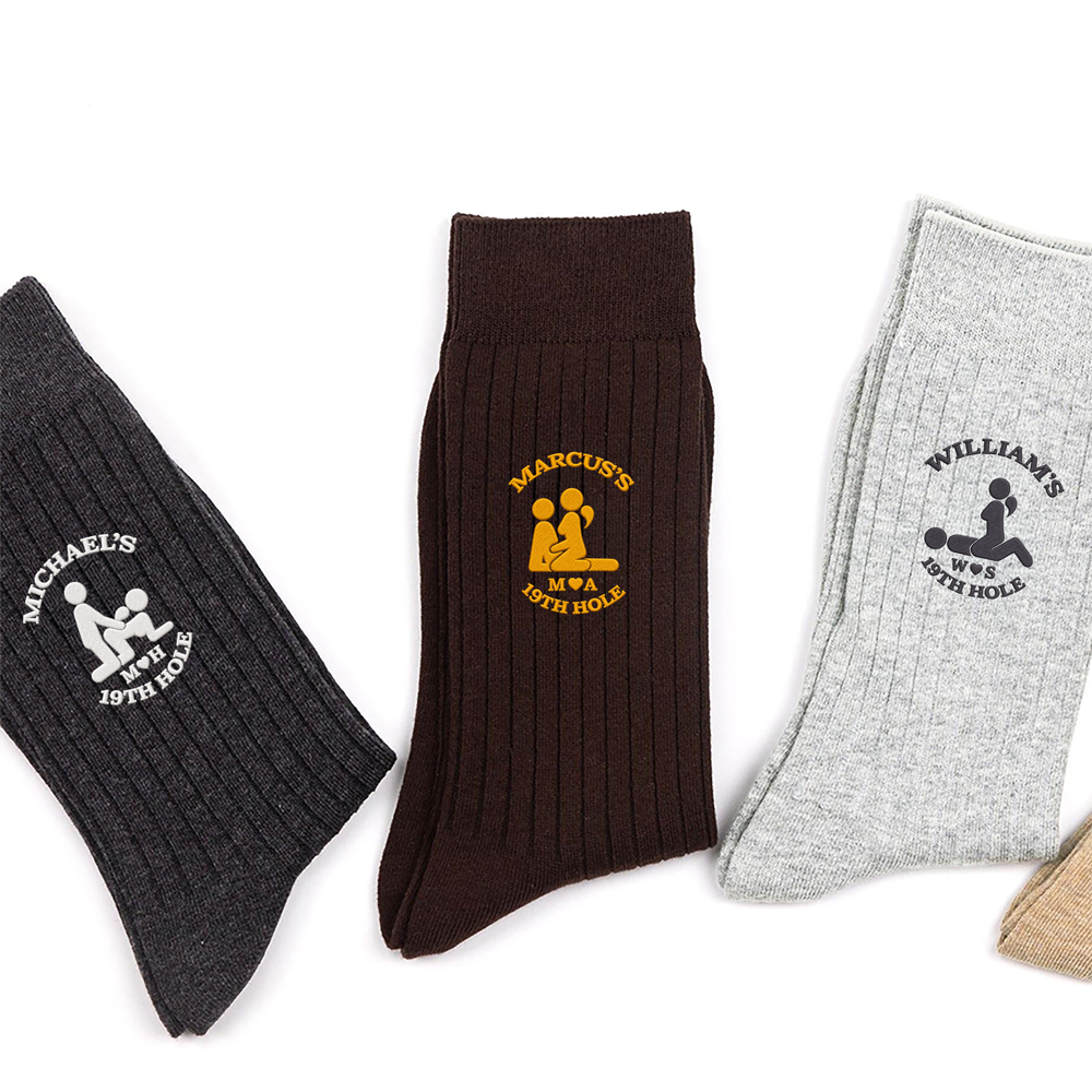 19th Hole Adult Personalized Funny Adult Embroidered Socks - Gift For Husband & Boyfriend HA75 919306