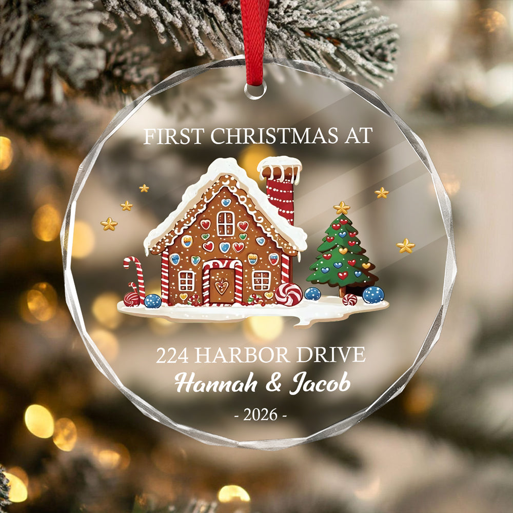 Personalized First Christmas At Glass Ornament, New Homeowner Holiday Decor HO82 903608