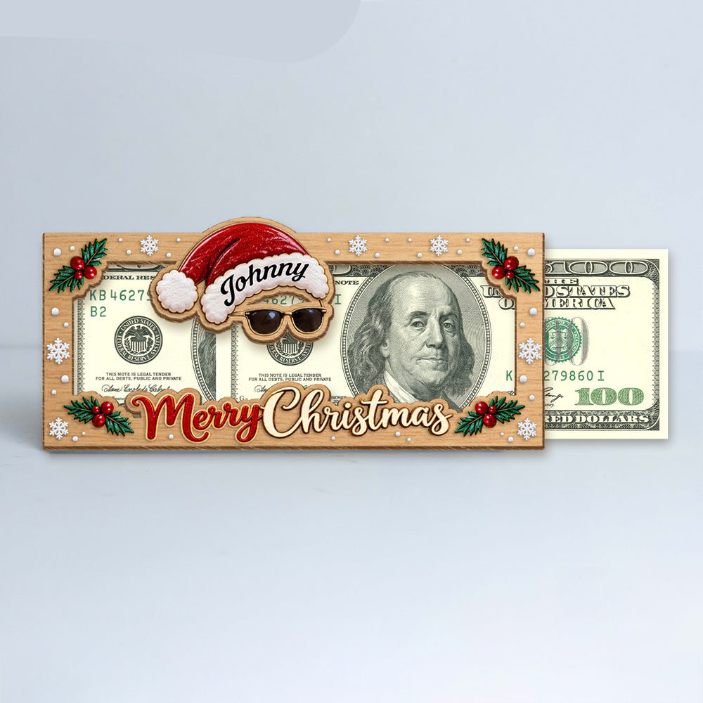 Funny Customized Christmas Santa Cash Wood Money Holder Gift Box For Holiday CH07 180872