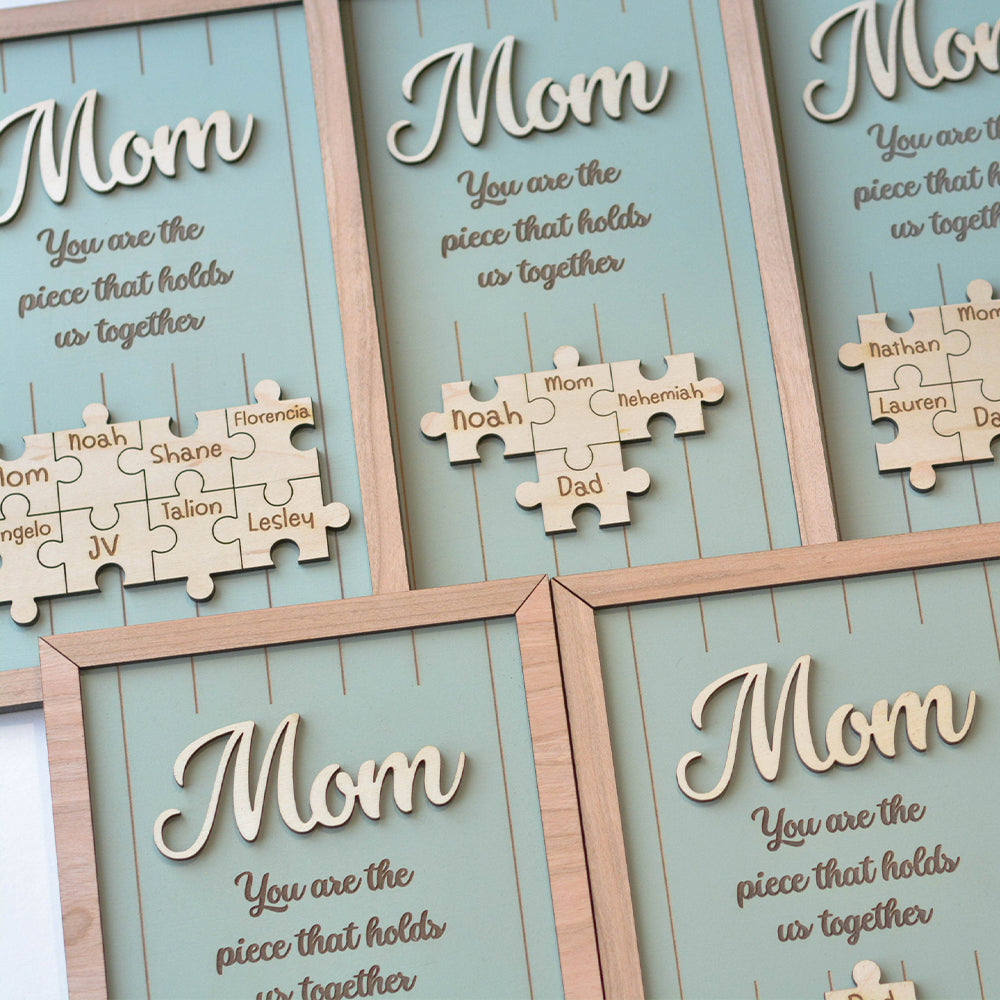 Personalized Name Mom Puzzle Sign Piece That Holds Us Together 2-Layered Wooden Plaque With Stand LM32 899263