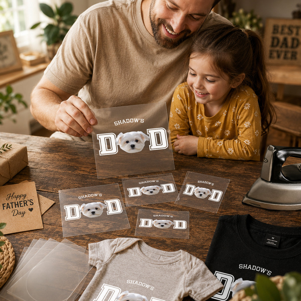 Custom Photo Dog Cat Dad DTF Transfer - Gift For Dog Cat Lovers, Dad, Father's Day HO82 902468