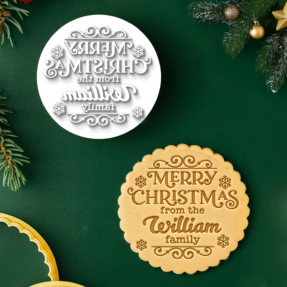Personalized Merry Christmas Family Cookie Stamp Holiday Baking Gift, Christmas Kitchen Decor CH07 180618