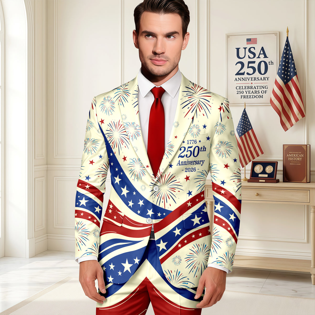 Personalized USA 250th Anniversary 1776-2026 Men's Suit CH07 911030