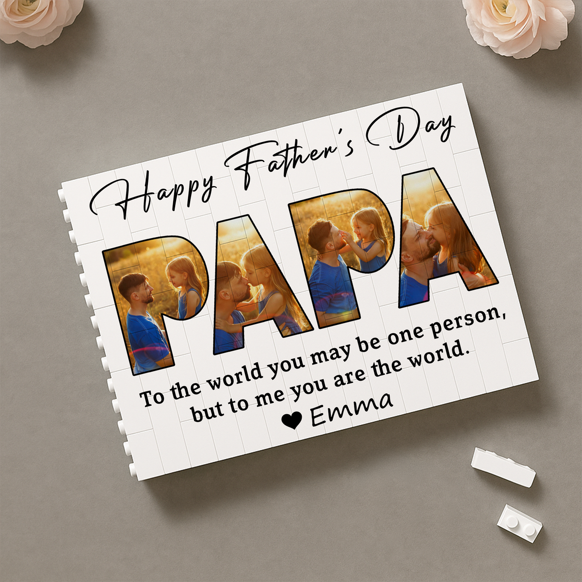 Custom Photo Happy Father's Day Rectangle Shaped Building Brick Blocks Gift LM32 893587