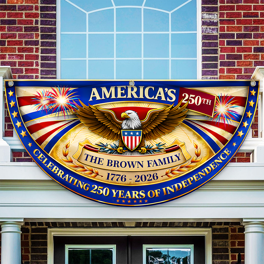 Custom Family Name America Celebrating 250 Years Of Independence 1776 - 2026 Non-Pleated Fan Flag CH07 911102