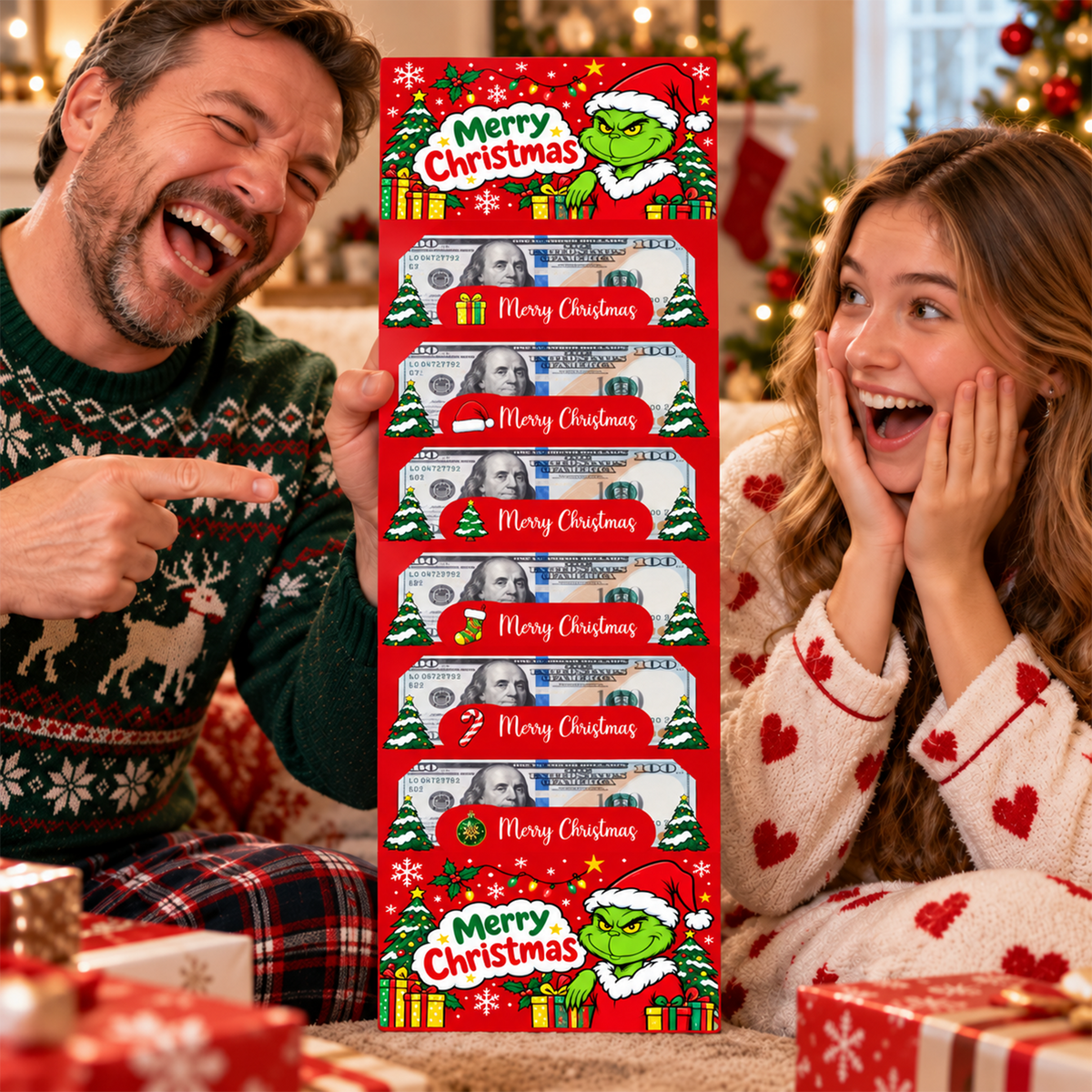 Grinch Christmas Cash Gift Envelopes Funny Money Holder for Family & Friends LM32 670321