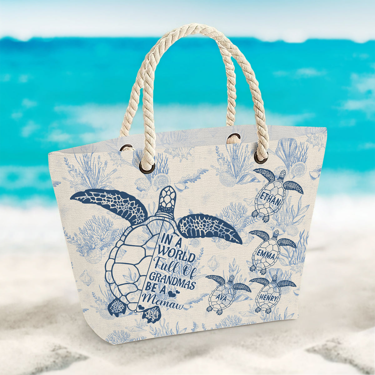 Toile De Jouy World Full Of Grandmas Beach Bag Personalized Gift For Family HO82 894846