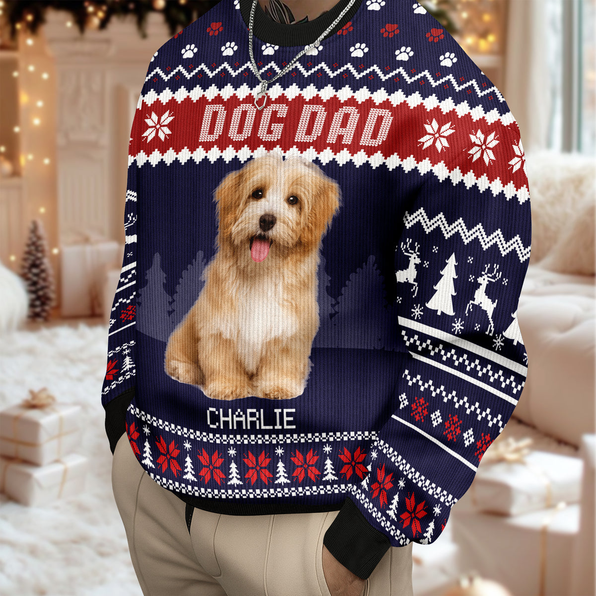 Custom Photo Dog Dad Dog Mom Ugly Sweater HA75 892916