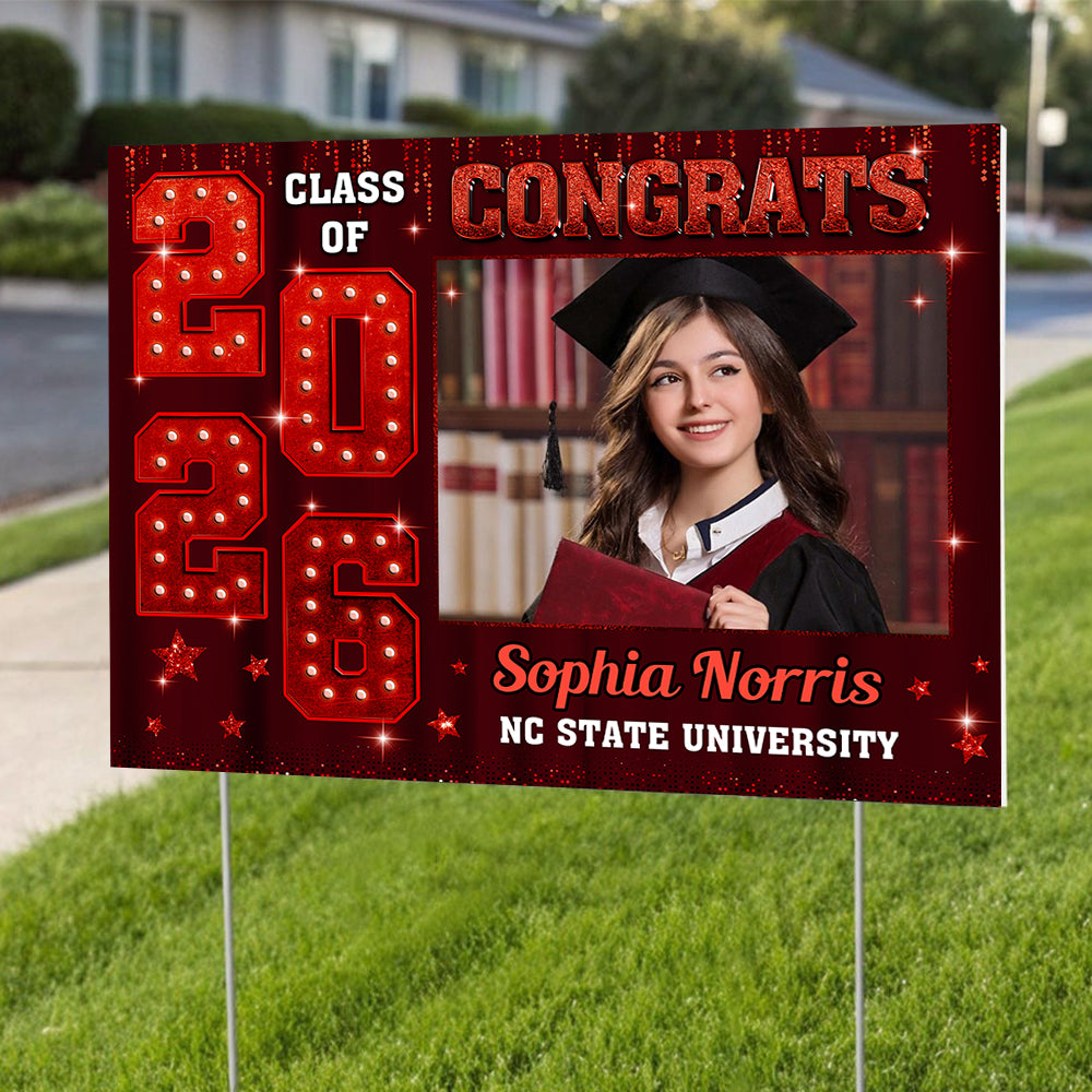 Custom Photo Congrats Class Of 2026 Graduation Yard Sign For Party Decor CH07 910742
