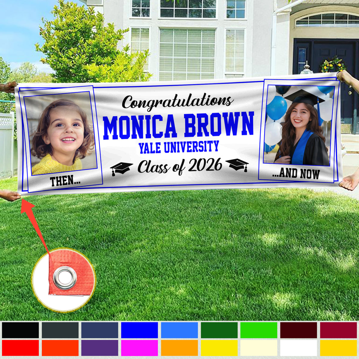 Custom Photo Class of 2026 Then And Now Personalized Banner Graduation Party Gift HA75 920622