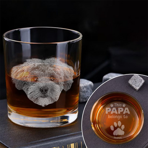 Custom Pet Photo This Papa Belong To Dog Engraved Whiskey Glass CH07 895736