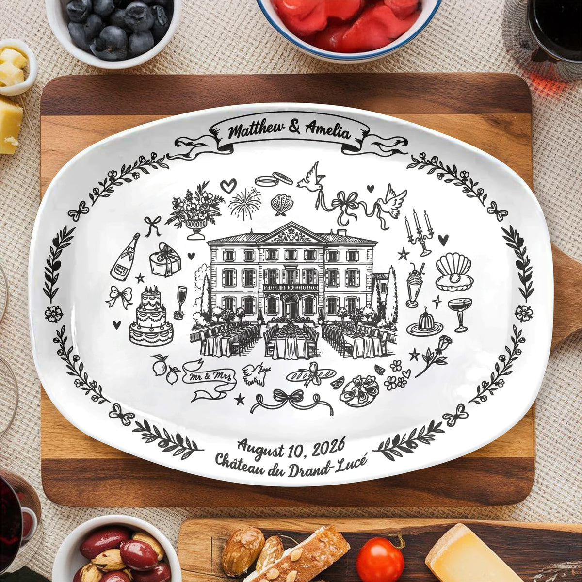 Personalized Wedding Venue Platter Plate Wedding Gift for Couple, Newlyweds LM32 670327